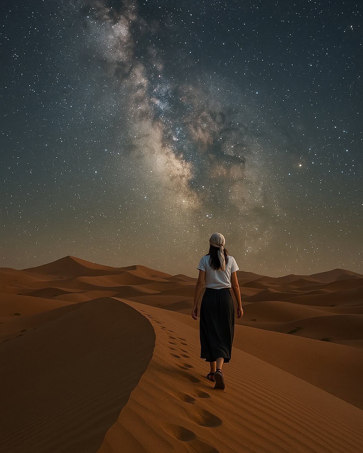 Stargazing under the Milky Way in the Merzouga Sahara desert